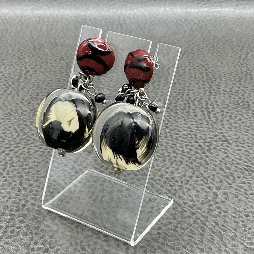 Earrings Multicolor Resin Beaded Dangle Drop Stud Womens Round Statement Jewelry